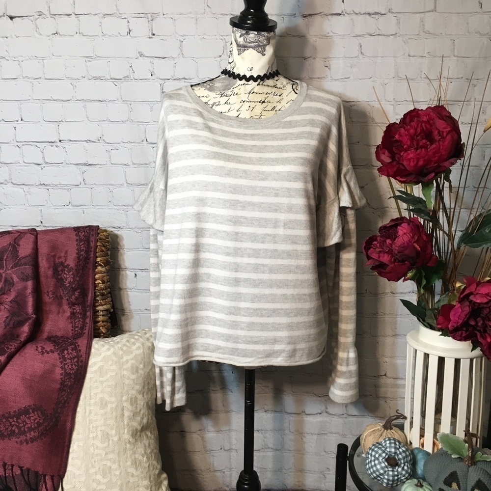 Cupid ruffle sleeve striped knit